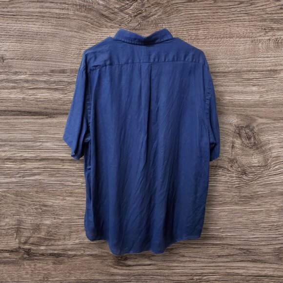 Polo Ralph Lauren Men’s XL 100% Linen Navy Blue Stripe Short Sleeve Classic Fit - Picture 7 of 8